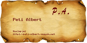 Peti Albert névjegykártya
